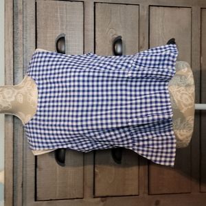 Sleeveless Blue and White Check Top